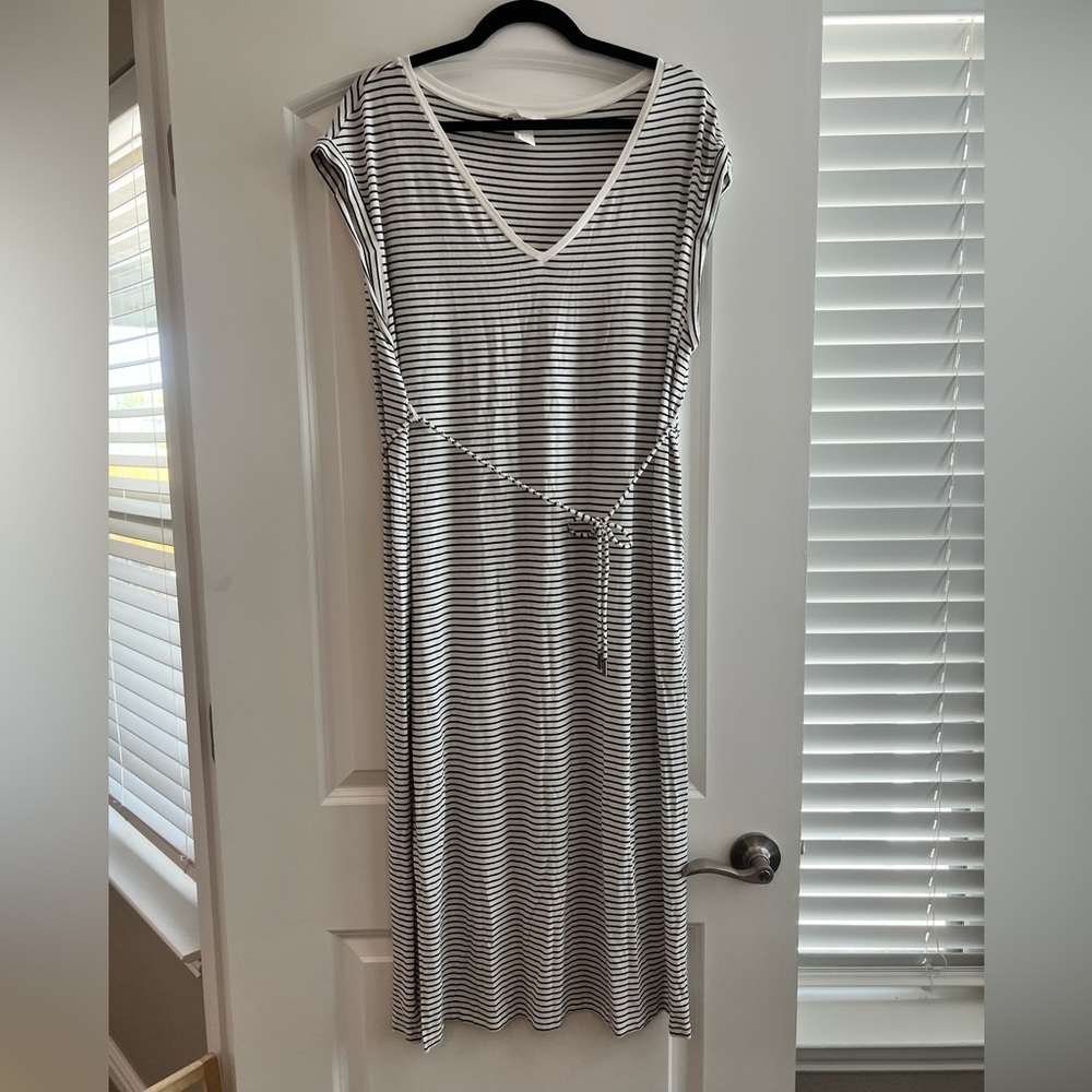 Mama Maternity for H&M black and white striped midi dress